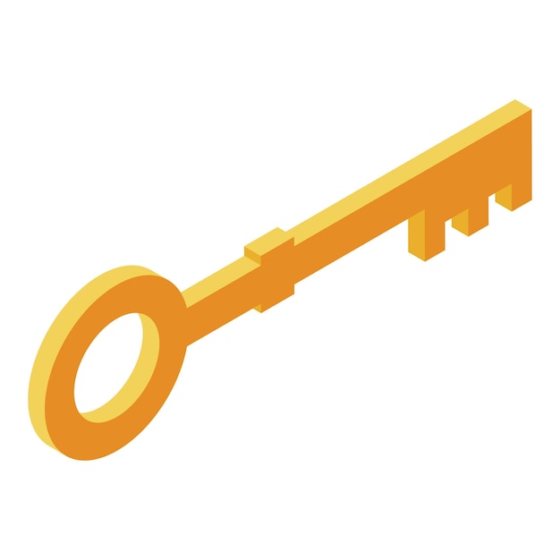 Vector quest gold key icon isometric of quest gold key vector icon for web design isolated on white background