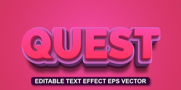 Vector quest gradient color editable 3d text effect 3d style eps vector