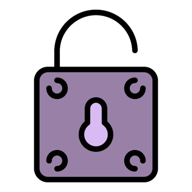 Vector quest padlock icon outline quest padlock vector icon color flat isolated