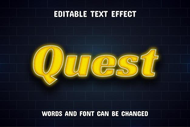 Quest text yellow neon text effect