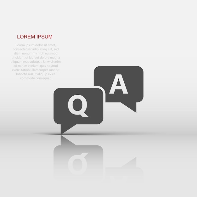 Question and answer icon in flat style discussion speech bubble vector illustration on white isolated background question answer business concept