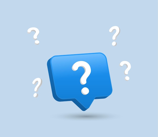 question mark background in 3d speech bubble or faq support sign frequently asked questions icon