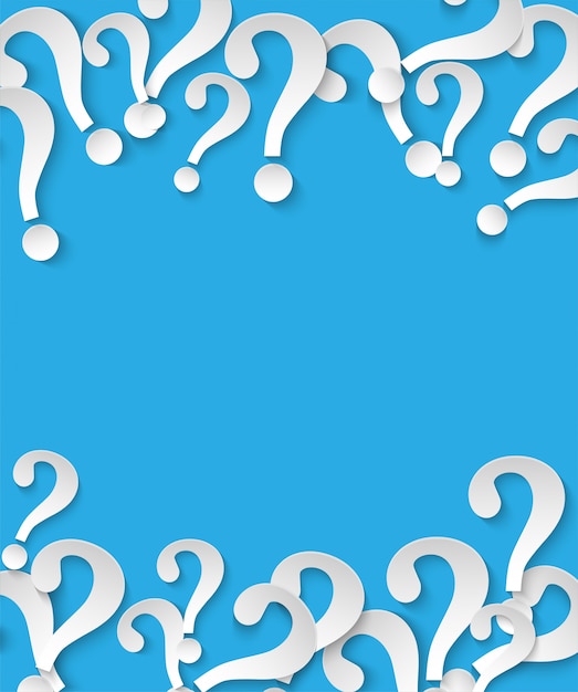 Vector question mark on blue background.  paper art style.