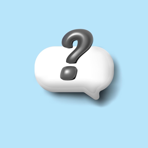 Vector question mark in the bubble speech doubting emotion information symbol 3d icon on blue background