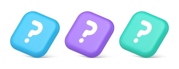 Vector question mark button advise attention answer faq point internet info support 3d realistic icons