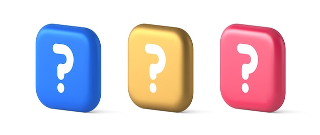 Question mark button advise attention answer faq point internet info support 3d realistic icons