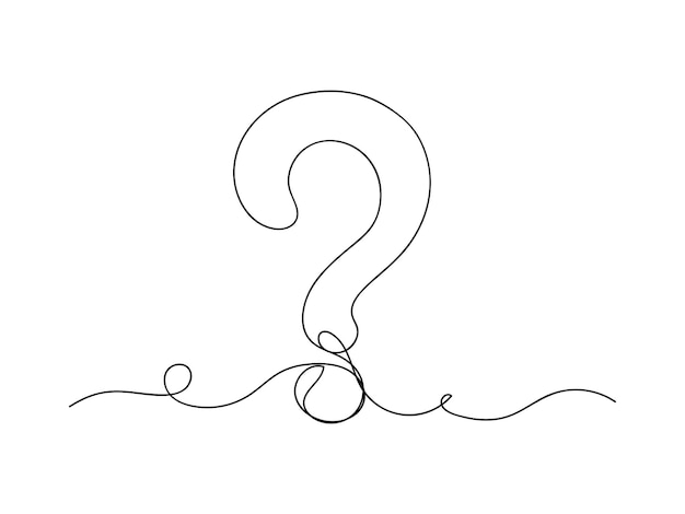 Question mark continuous one line art isolated vector illustration