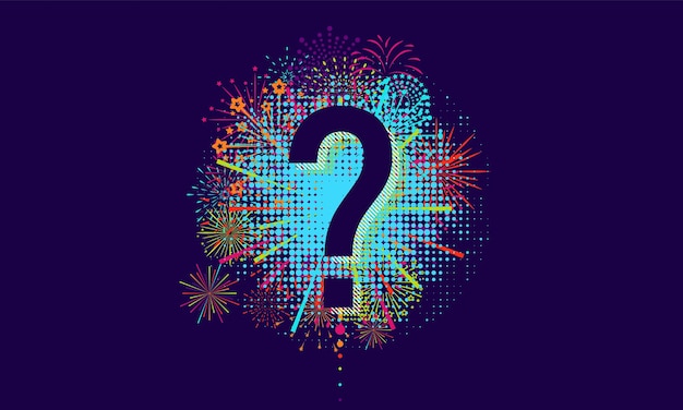 Question mark on Firework background vector design