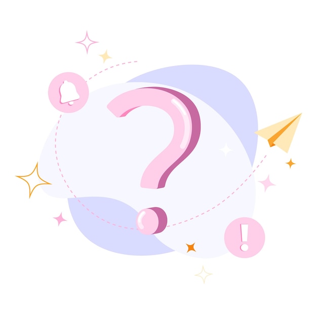 Question mark flat vector illustration for FAQ, online support center or education concept