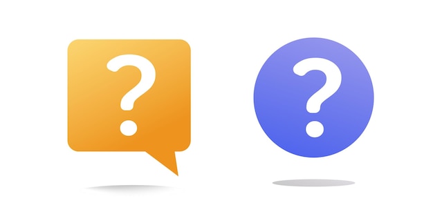 Vector question mark icon bubble help faq icon pictogram ask doubt blue orange color symbol support