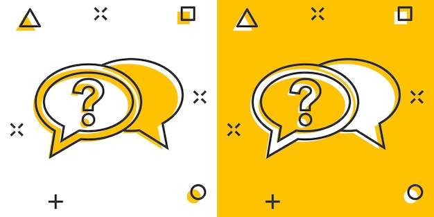 Question mark icon in comic style Discussion speech bubble vector cartoon illustration pictogram Question business concept splash effect