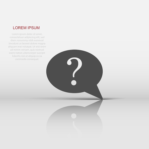 Vector question mark icon in flat style discussion speech bubble vector illustration on white isolated background faq business concept