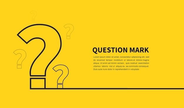 Question mark icon on yellow background faq sign space for text design elements