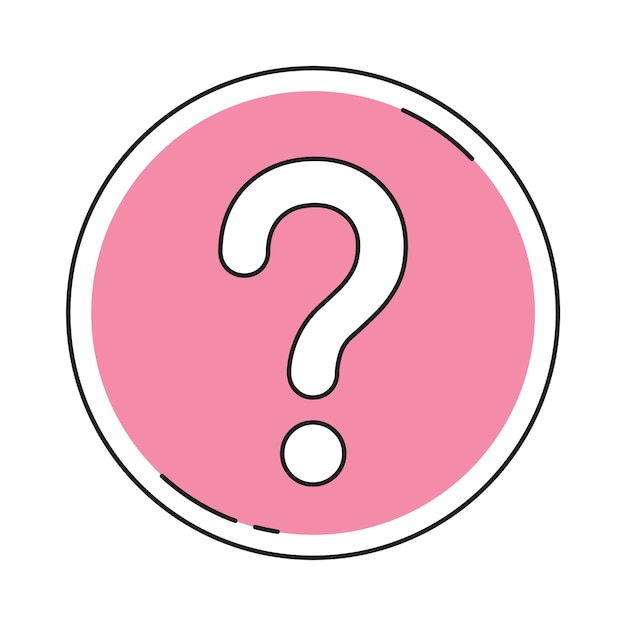 Vector question mark sign with round button pink ask for help