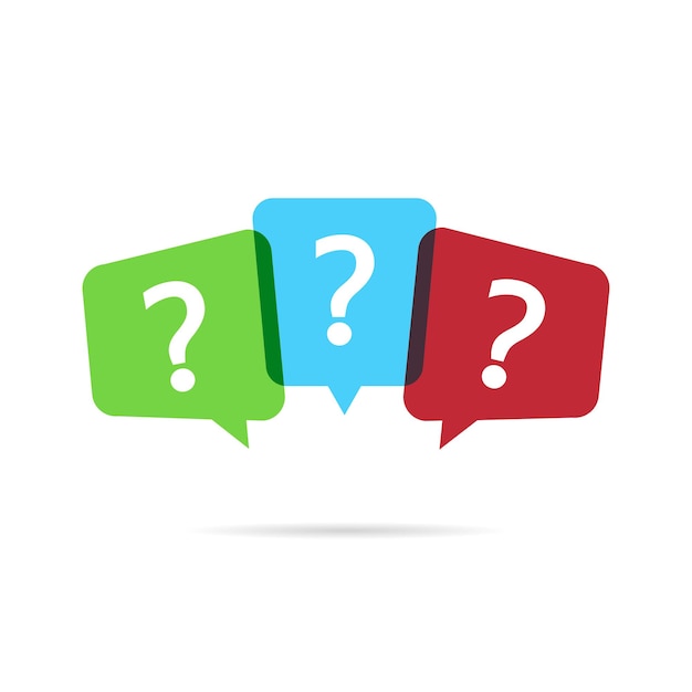 Question mark with color speech bubbles faq sign in white background