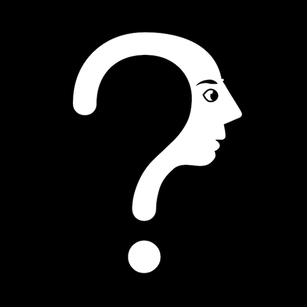 Question mark with face face profile silhouette icon vector illustration