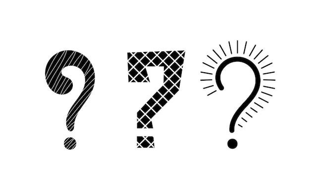 Question marks line set Frequently asked questions Feedback and information Button UI and UX design for mobile application Linear flat vector collection isolated on white background