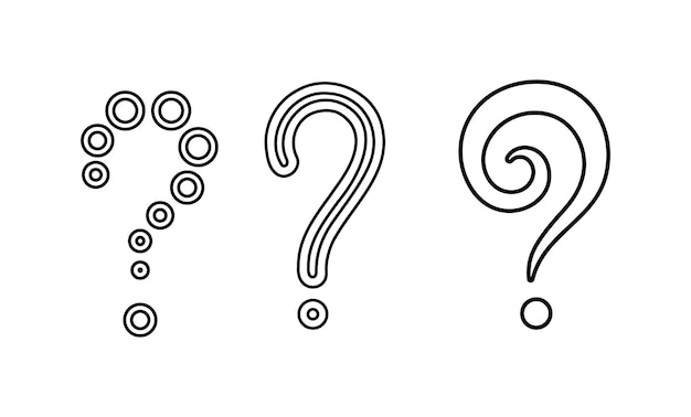 Question marks line set Frequently asked questions Feedback and information knowledge Graphic element for website Linear flat vector collection isolated on white background