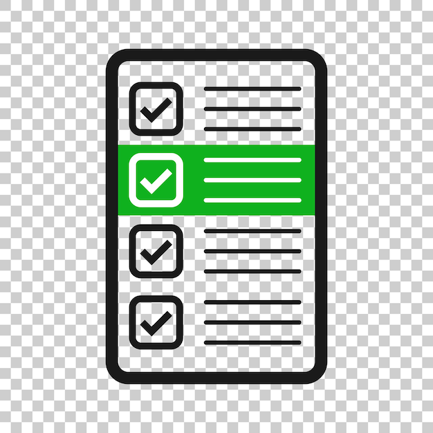 Questionnaire icon in transparent style Online survey vector illustration on isolated background Checklist report business concept