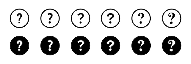 Вектор Икона знака вопросов, установленная в плоском стиле кнопки faq для приложения и веб-сайта