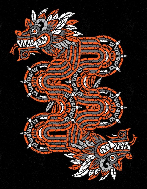 Vettore quetzalcoatl dio azteco rosso