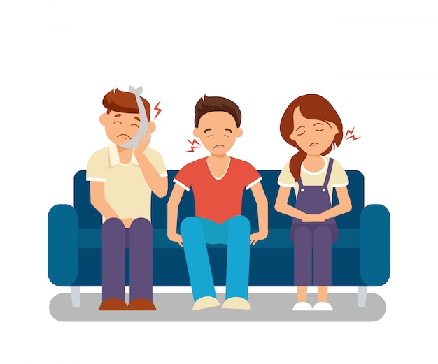 Queue in Dental Clinic Flat Illustration