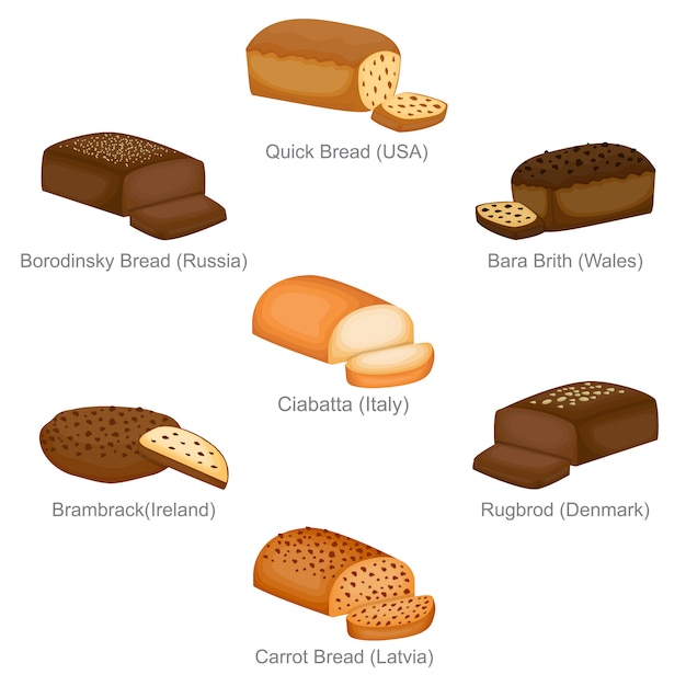 Quick borodinsky bara en famous unique bread of countries set