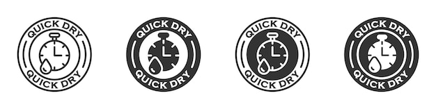 Quick dry badge set Vector illustration