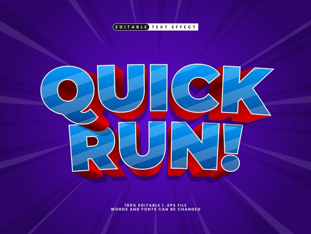 Quick run bewerkbare tekst effect thema superheld