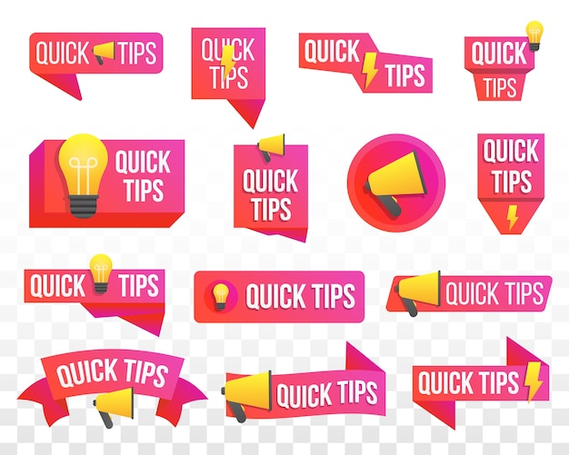 Vector quick tips, helpful tricks, tooltip, hint, set