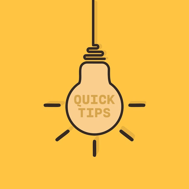 Quick tips icon badge Top tips advice note icon Idea bulb education tricks