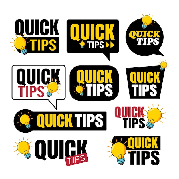 Логотип Quick Tips с лампочкой Quick Tips значок Лучшие советы полезные трюки инструментальные советы и идеи для бизнеса