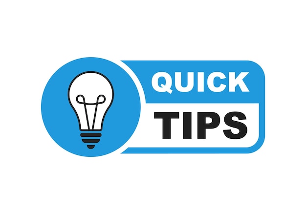 Quick tips logo with light bulb Quick tips badge