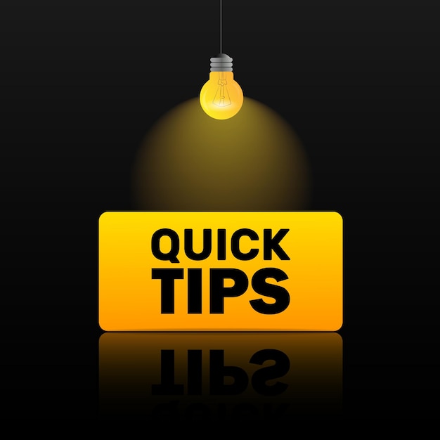 Vector quick tips with light bulb vector illustration.