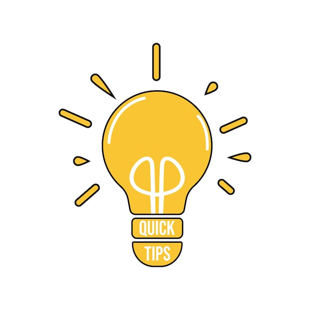 Quick tips with lightbulb helpful tricks vector logos emblems and banners vector set isolated Helpful idea solution and trick illustration