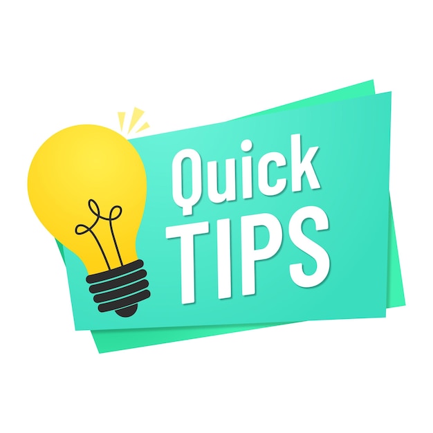 Vector quick tips with yellow lightbulb idea