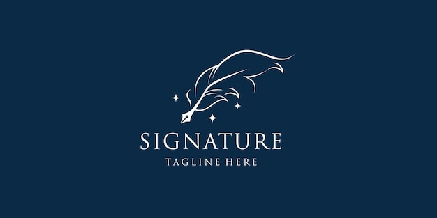 Quill feather minimalist logo inspiration signature feather premium design inspiration handwriting