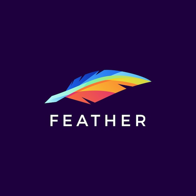 Quill feather pen colorful logo icon illustration