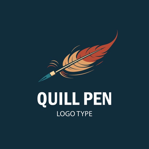 Quill pen flat logo design