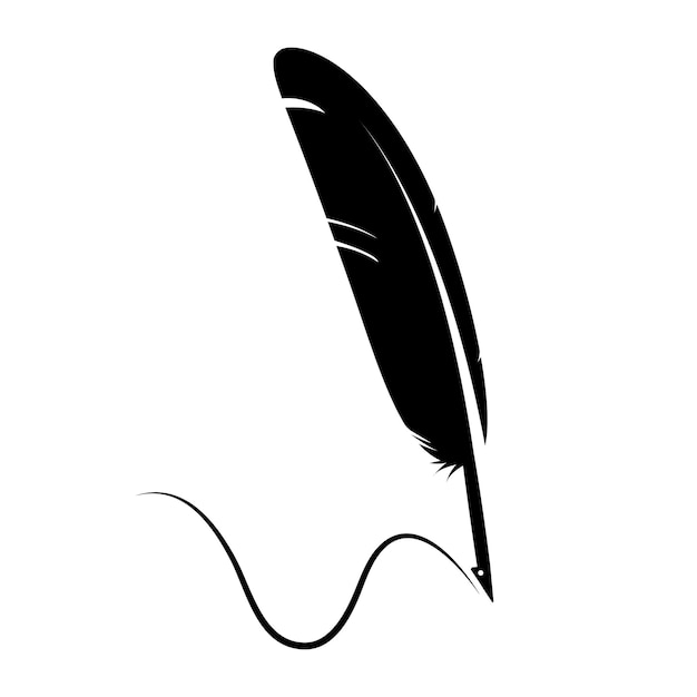 Disegno del modello di illustrazione del logo di quill pen