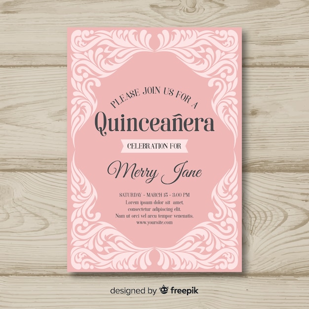 Quinceaneraの装飾の招待状のテンプレート