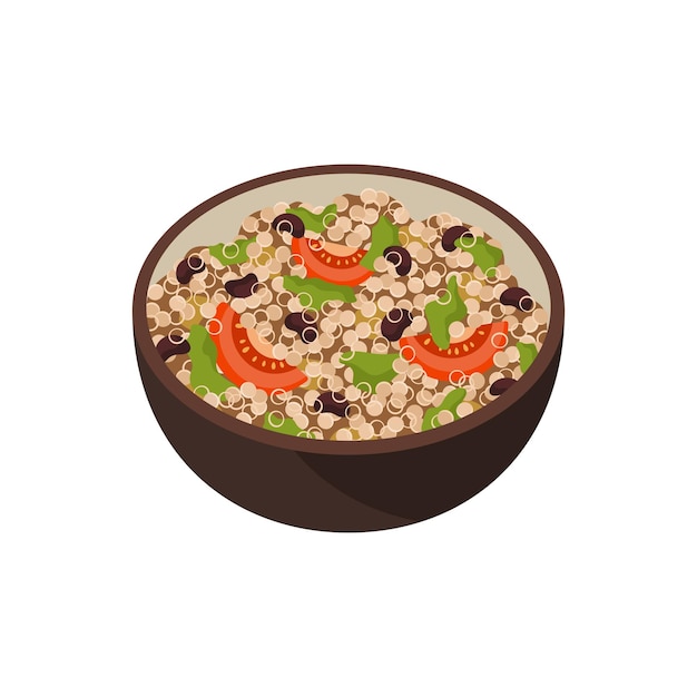 Quinoa with vegetables and beans vector illustration Quinoa bowl vegan food