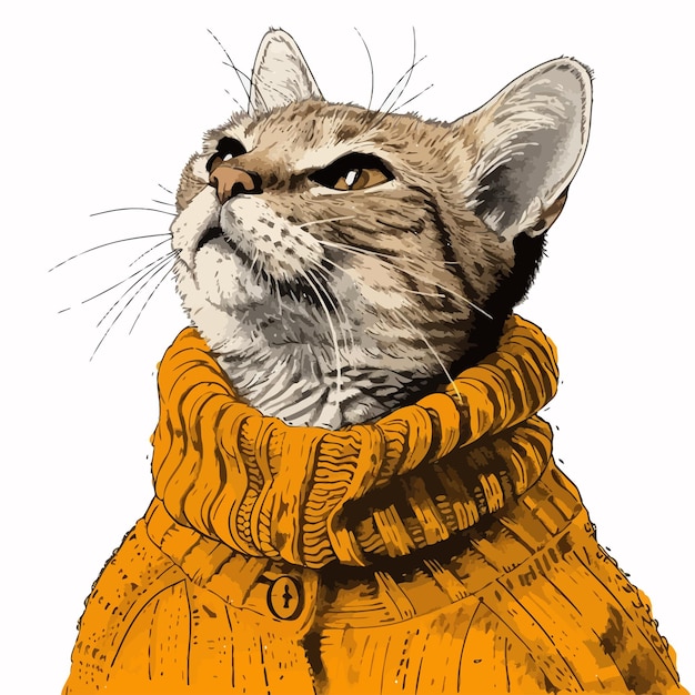 Vector quirky_hand_drawn_vector_sketch_of_a_cat_wearing