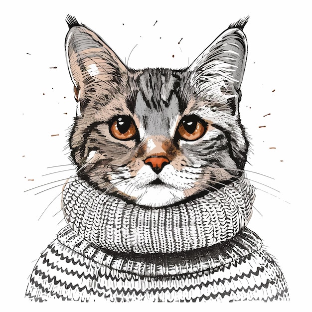 Quirky_hand_drawn_vector_sketch_of_a_cat_wearing