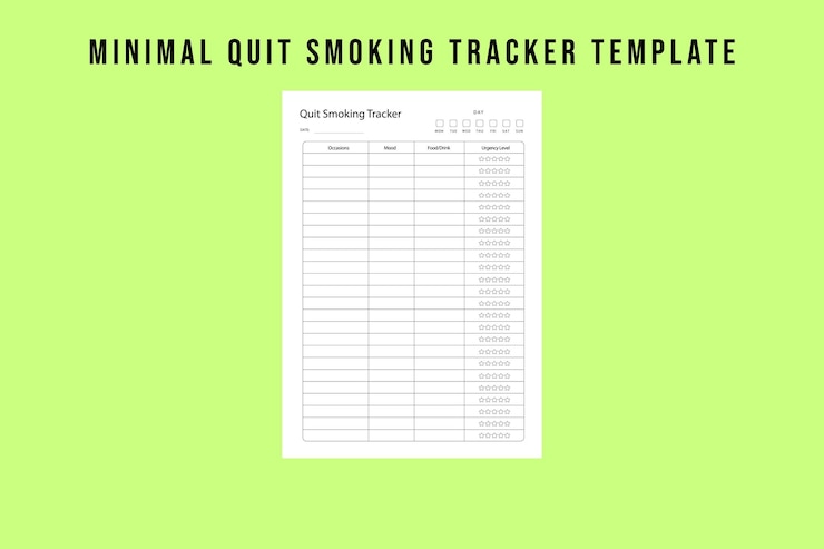 Vector quit smoking tracker template simple and motivational quit log