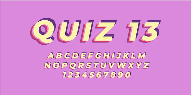 Effetto del carattere dell'alfabeto del testo del quiz 13 con colore piatto