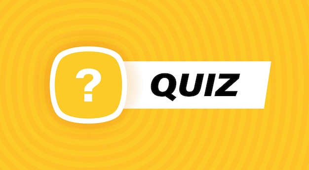 Quiz badge design with question mark isolated on geometric background in yellow colors Modern flat style vector illustration