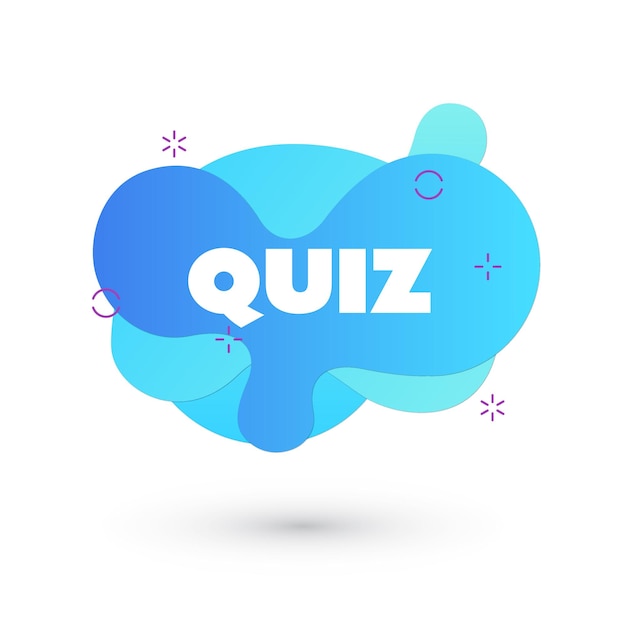 Quiz blauw logo isoleren op wit, vragenlijstpictogram, opiniepeiling, platte zeepbel spraaksymbolen.