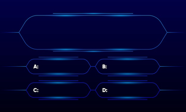 Quiz game or intellectual challenge contest template Quiz blue neon TV show or trivia game