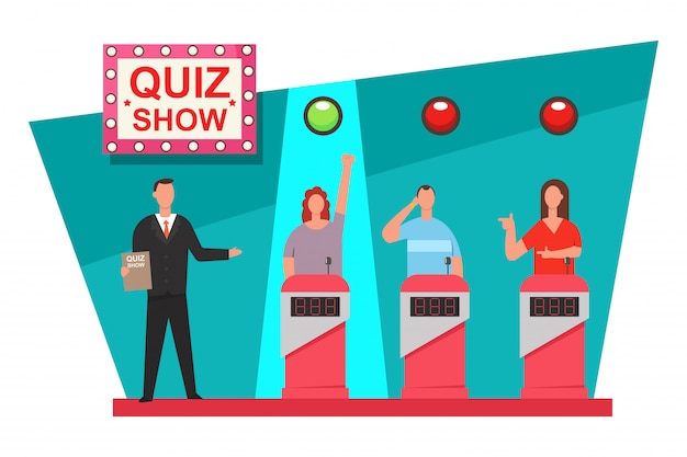 Vettore quiz gioco tv show illustrazione piatta